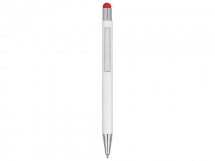 Ручка металлическая шариковая Flowery со стилусом и цветным зеркальным слоем, белый/красный
