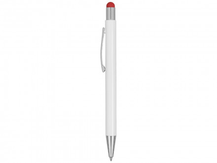 Ручка металлическая шариковая Flowery со стилусом и цветным зеркальным слоем, белый/красный