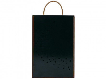 Подарочная коробка из фанеры Constellation 330х220х100 мм, фанера 6 мм, крышка на выдвижных пазах черная ЛХДФ 3 мм, бечевка