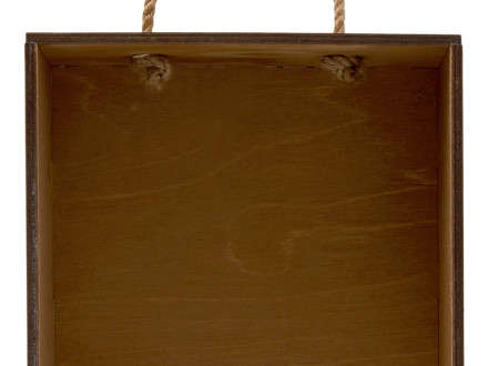 Подарочная коробка из фанеры Constellation 330х220х100 мм, фанера 6 мм, крышка на выдвижных пазах черная ЛХДФ 3 мм, бечевка