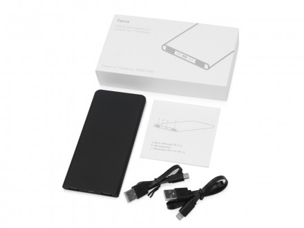 Портативное зарядное устройство с синей подсветкой логотипа Faros, soft-touch, 4000 mAh (P)