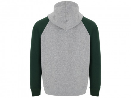 Толстовка с капюшоном Badet мужской, серый меланж/бутылочный зеленый