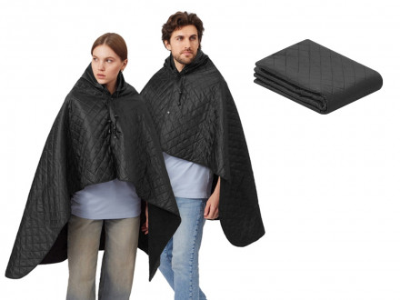 Пончо Cappy с капюшоном на липучке в мешке, черный
