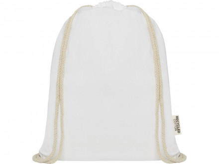 Oregon сумка-кисет из переработанного хлопка, сертифицированного согласно GRS, плотностью 140 г/м² - Белый