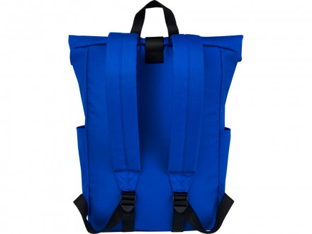Рюкзак Byron 15,6 объемом 18 л со скручиваемым верхом, изготовленный из переработанного ПЭТ по стандарту GRS, синий