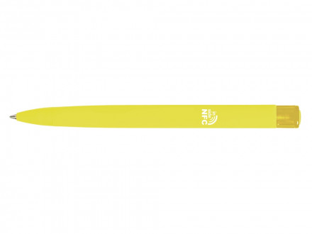 Ручка пластиковая шариковая трехгранная Trinity K transparent Gum soft-touch с чипом передачи инфо, желтый