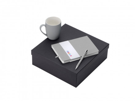 Подарочный набор с блокнотом С2, металлической ручкой и кружкой, серый