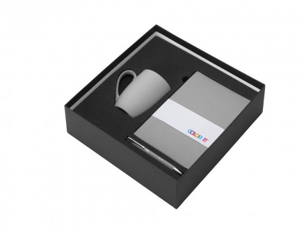 Подарочный набор с блокнотом С2, металлической ручкой и кружкой, серый