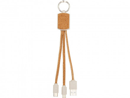 Кабель для зарядки Bates из пшеничной соломы и пробкового дуба 3-в-1, натуральный