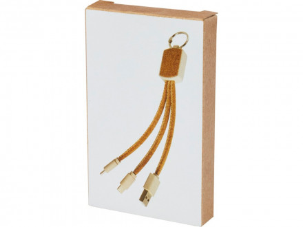 Кабель для зарядки Bates из пшеничной соломы и пробкового дуба 3-в-1, натуральный