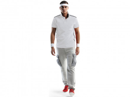 Рубашка-поло Backhand мужская белый/темно-синий