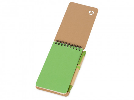 Набор канцелярский с блокнотом и ручкой Masai, 70 л. нелинованных, зеленое яблоко