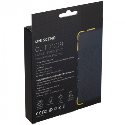 Внешний аккумулятор Uniscend Outdoor 8000 мАч с солнечной батареей