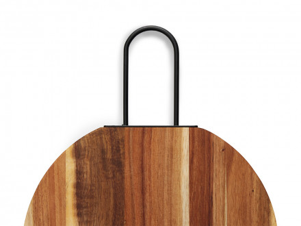 Деревянная круглая доска из акации с металлической ручкой Кира