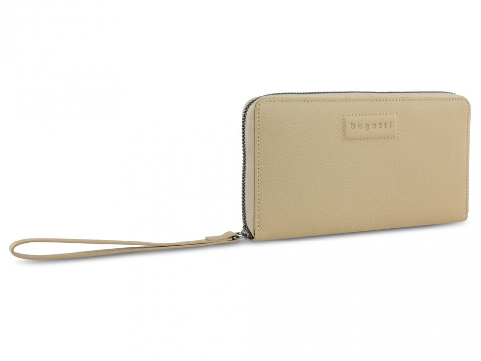 Кошелёк женский BUGATTI ЭЛЬЗА | ELSA, с защитой данных RFID, песочного цвета, воловья кожа/полиэстер, 18,7х2х10 см