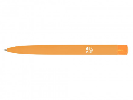 Ручка пластиковая шариковая трехгранная Trinity K transparent Gum soft-touch с чипом передачи инфо, охра